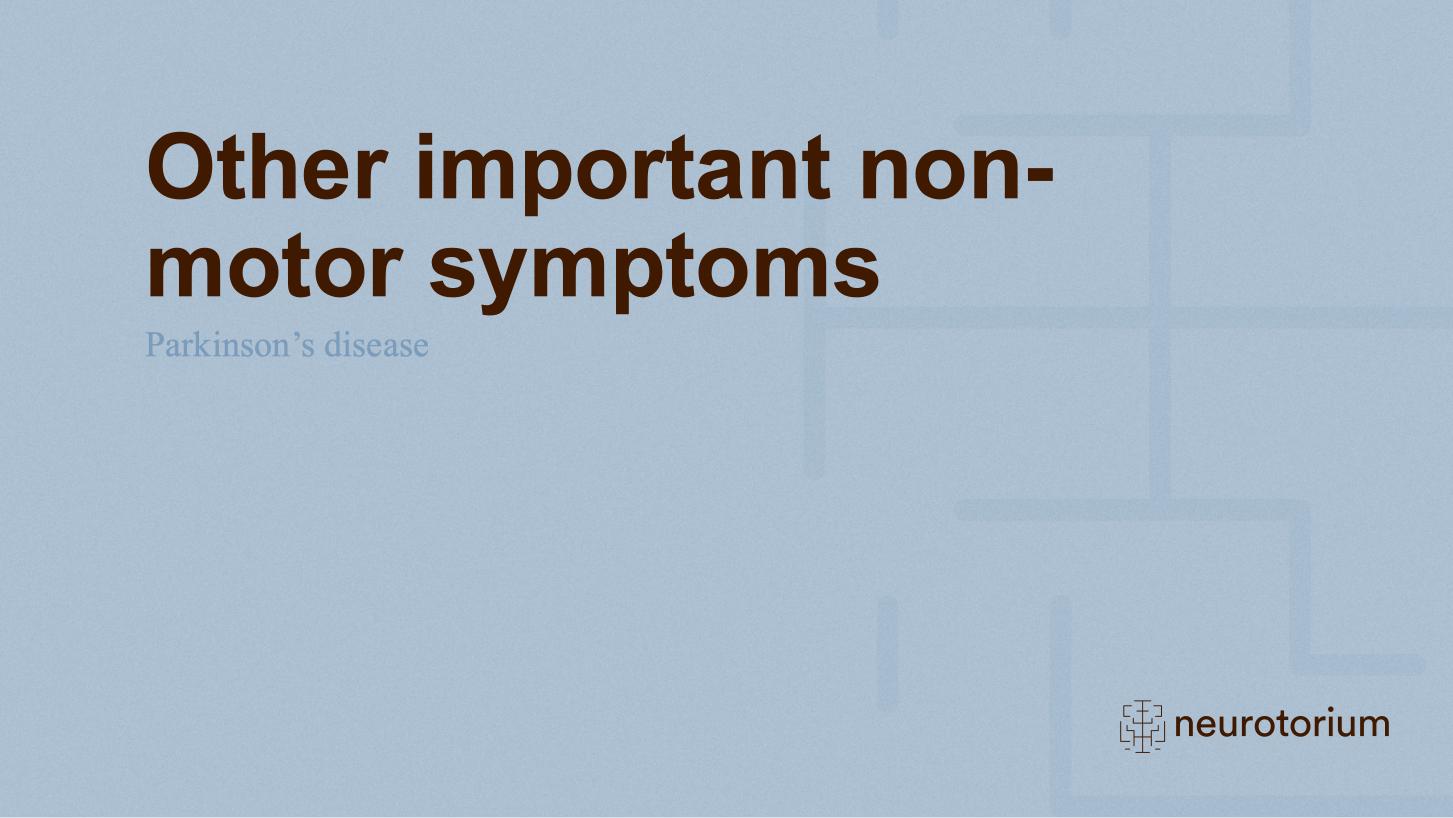 Parkinsons Disease – Non-Motor Symptom Complex and Comorbidities – slide 21
